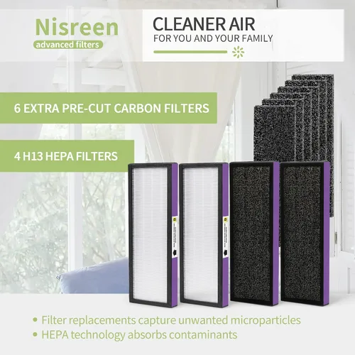 Miniatura 6 de FLT4850PT - Filtro de aire Pu-rifier de repuesto compatible con filtro Germ-Guardian B AC4850PT AC4300WPT AC4900 Air Pu-rifier, 4 HEPA y 6 prefiltros