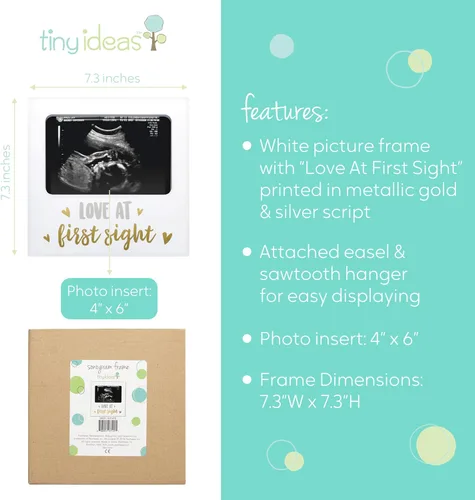 Miniatura 4 de Love at First Sight - Marco de fotos con ultrasonido neutro de género, regalo ideal para embarazo, baby shower y decoración de guardería, inserto
