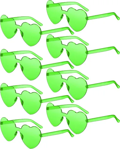 Lentes de sol sin marco, en forma de corazón, transparentes, color caramelo, para recuerdos de fiesta, 8 pares.