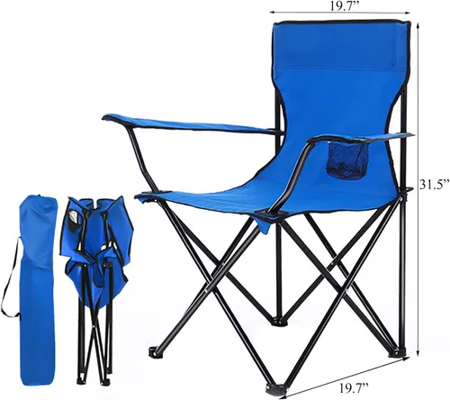 Miniatura 3 de ZONEMEL Silla de camping portátil, diseño de reposabrazos, asiento y respaldo totalmente acolchados, bolsillo lateral, portavasos y bolsa