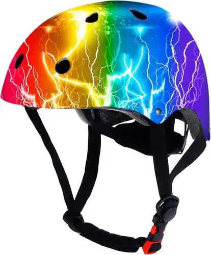 Miniatura 7 de Casco de bicicleta ajustable con gradiente de color para niños pequeños de 3-5-8-14+ años, niñas y niños. Casco para monopatín y bicicleta