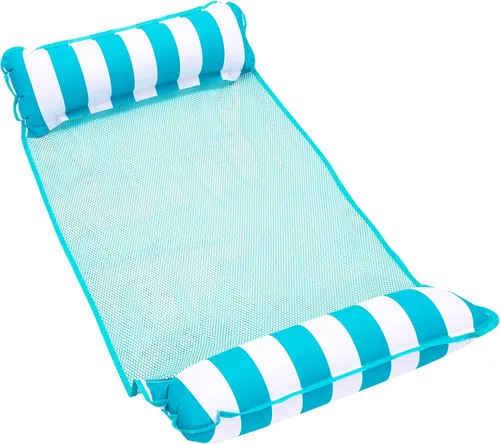 Aqua Original Monterey - Flotador de piscina y hamaca de agua 4 en 1, multiusos, inflable para adultos, material patentado de PVC grueso y Azul claro