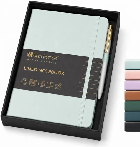 Miniatura 47 de &And Per Se Juego de diario y bolígrafo forrados (3 paquetes), cuaderno de tapa dura de cuero A5 con bolígrafo y juego de papelería, 160 páginas