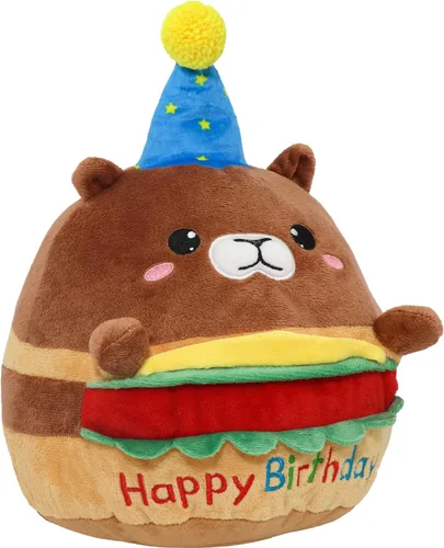 Miniatura 11 de Muñeca de peluche de vaca de 10 pulgadas, lindo animal de peluche de cumpleaños, suave almohada de peluche de vaca con sombrero de unicornio Kawaii