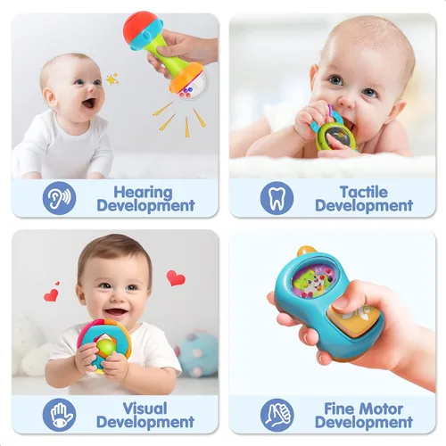 Miniatura 2 de iPlay, iLearn Juego de 10 sonajeros para bebés, juguetes, sonajero fácil de agarrar y sacudir, mordedor sensorial, juguete musical de aprendizaje