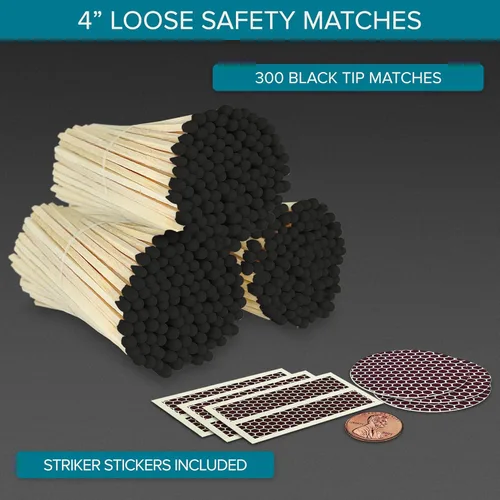 Miniatura 2 de Cerillas negras de 4 pulgadas + calcomanías de golpeador incluidas 300 coincidencias decorativas de seguridad de punta negra Cerillas largas
