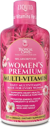 Multivitamínico líquido premium para mujeres | Multivitamínico para mujeres sin azúcar | Más de 100 vitaminas, minerales y hierbas promueven el