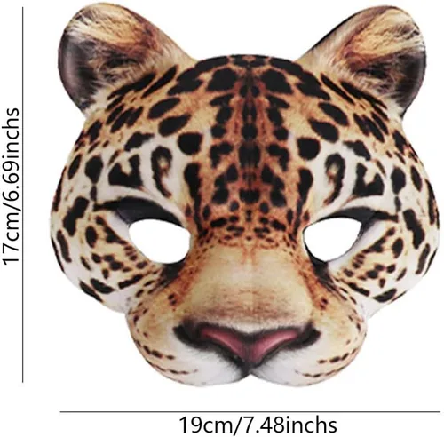 Miniatura 3 de Hosfairy 1Pcs Halloween Half Face Masquerade Masks Animal Leopard Masks for Halloween Carnival Party Dress Up Costume Props
