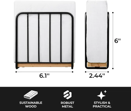 Miniatura 4 de Servilletero moderno de granja para mesa, base de madera maciza pesada con diseño de metal, dispensador vertical de servilletas para encimera