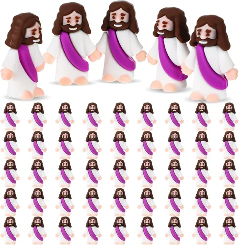 Miniatura 9 de Sumind 50 Piezas Figuras Pequeñas de Jesús de Navidad Mini Figuras de Jesús de Bolsillo a Granel Diseño Original para Navidad Juego de Escondite