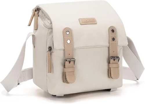 Miniatura 11 de Cwatcun Bolsa Pequeña para Cámara Bolsa Mensajero de Lona Compacta para Cámara, Funda de Hombro para Cámara Digital, Bolsa de Fotografía de Viaje