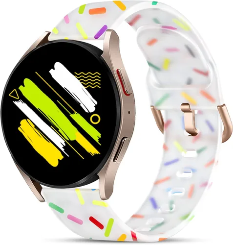 Miniatura 10 de GEAK Correa Transparente Linda Compatible con Samsung Galaxy Watch 7 6 5 4 Band/Galaxy Watch 7 6 5 4 Band, Correa de Repuesto de Silicona Suave