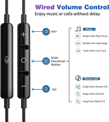 Miniatura 6 de COOYA Auriculares USB C para iPhone 17 Pro Max 16 15 Plus iPad Air Pixel 10 9 8 Tipo C Auriculares con cable con aislamiento de ruido magnético