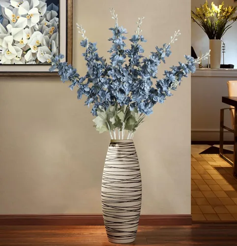 Miniatura 8 de IPOPU 6 PCS Flores Artificiales de Delfínium Flores Artificiales de Espuela de Cordero Flores de Seda de 85 cm de Tallo Largo para Arreglos de Boda