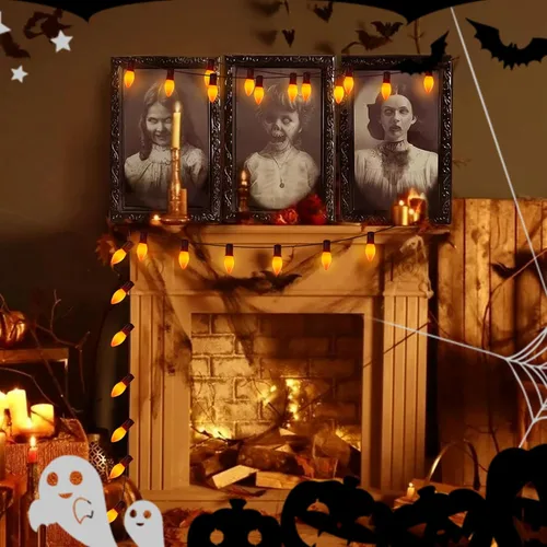 Miniatura 6 de Abeja Paquete de 25 Bombillas de Repuesto C9 para Halloween, Luces de Navidad de Cerámica Naranja para Halloween Patio Exterior Interior Luces