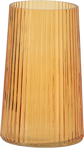 Jarrón de vidrio ámbar para flores, florero para ramo, jarrones de vidrio modernos, jarrones acanalados para sala de estar, dormitorio, mesa de
