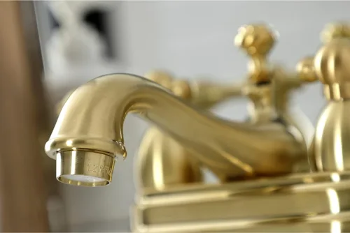 Miniatura 3 de Kingston Brass KS3607AL Restoration - Grifo de baño central de 4 pulgadas, latón cepillado, 6.38 x 4.5 x 3.06