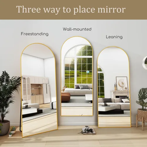 Miniatura 8 de Espejo de 71 x 30 pulgadas, espejo grande de cuerpo completo con arco, espejo de piso con soporte para colgar, espejo grande de tamaño completo