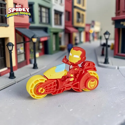 Miniatura 3 de Spidey and His Amazing Friends, Iron Man - Figura de acción y juguete para motocicleta, juguetes preescolares de superhéroes de Marvel para niños