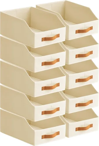 Miniatura 10 de Homsorout Contenedores de almacenamiento de tela para organizar, paquete de 6 cajas de almacenamiento grandes trapezoidales plegables con asa