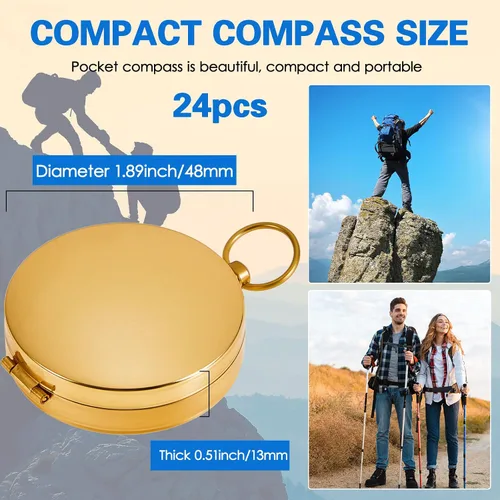 Miniatura 2 de Dunzy 12 Pcs Camping Survival Compass Glow in the Dark Metal Pocket Compass for Hiking Military Navigation Tool for Hiking Hunting Climbing Camping