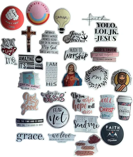 Miniatura 6 de Calcomanías cristianas, paquete de 100 unidades, calcomanías inspiradoras de fe con versículos de la Biblia, vinilo impermeable para botellas