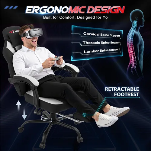 Miniatura 4 de Gaming Chair for Adults with Footrest & Massage Lumbar Support, Ergonomic High Back Gamer Chair, Adjustable Swivel Computer Gaming Chairs with