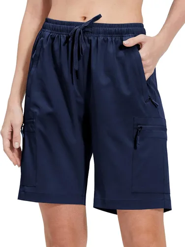 NOMINATE Pantalones cortos tipo cargo de senderismo para mujer, bermudas de verano para entrenamiento de golf con bolsillos con cremallera, ligeros