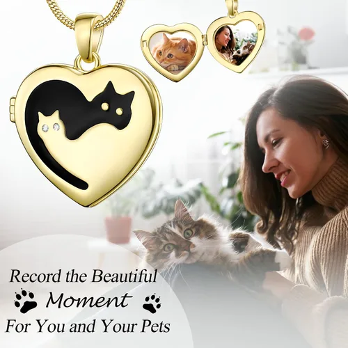 Miniatura 3 de Fanery Sue Collar Personalizado con Medallón de Mascota, Collares con Medallón en Forma de Corazón con Fotos, Collares de Recuerdo para Perros