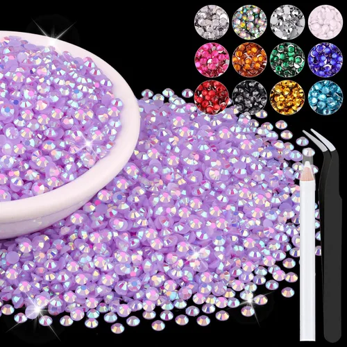 Miniatura 40 de 12000 diamantes de imitación de resina de 0.079 pulgadas a granel para manualidades (transparente), cristales deslumbrantes con parte trasera plana