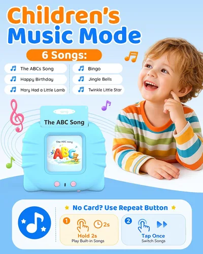 Miniatura 5 de Aullsaty Tarjetas didácticas parlantes para niños de 1 a 5 años, 536 palabras visuales mejoradas con 6 canciones, juguetes sensoriales Montessori