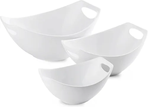 Miniatura 9 de LAUCHUH Tazones para servir con asas, platos de porcelana bohemia para entretener coloridos cuencos anidables para ensalada para cocina, fiesta