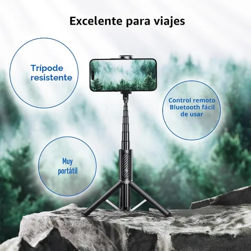 Miniatura 6 de ATUMTEK Palo de Selfie Trípode, trípode extensible 3 en 1 de aluminio para teléfono con control remoto Bluetooth desmontable, compatible con iPhone