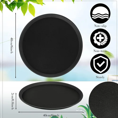 Miniatura 2 de Lallisa 8 bandejas grandes de 16 pulgadas para servir restaurantes con bandeja antideslizante de plástico antideslizante redonda para servir en bar