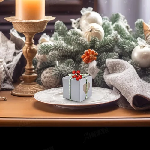 Miniatura 8 de AUEAR, Paquete de 50 cajas de regalo Kraft con ventana de corazón de plástico transparente de 2 x 2 x 2 pulgadas, regalo gris para pasteles, dulces