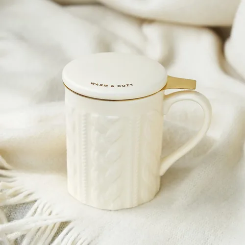 Miniatura 5 de Pinky Up Annette - Taza de té de hojas sueltas, taza de viaje de cerámica con infusor y tapa, para el trabajo, oficina, picnic, campamento, fiesta