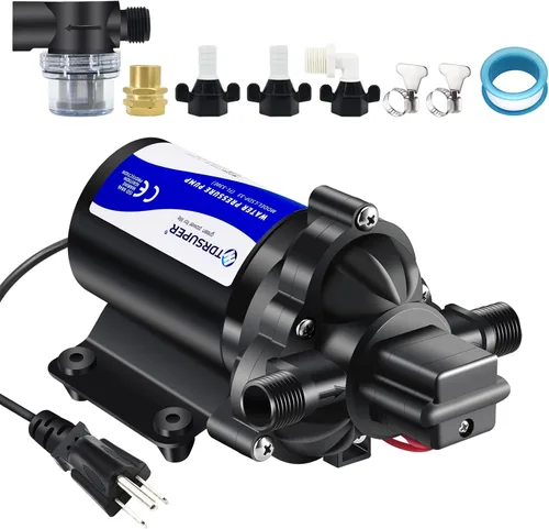 TDRSUPER Bomba de transferencia de agua autocebante de 110 V CA, bomba de refuerzo de alta presión 4GPM 45PSI, bomba de riego de jardín de diafragma