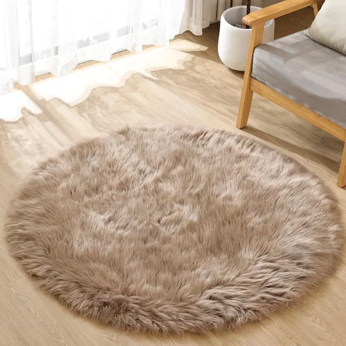 Miniatura 22 de ORINOVA Alfombras de pelo sintético lavable de color gris plateado claro para dormitorio, alfombra de felpa para sala de estar, alfombra
