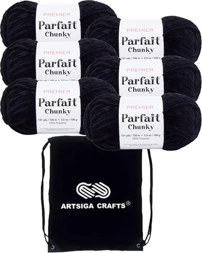 Miniatura 47 de Premier Yarns Parfait Chunky Mushroom 1150-41 (6 madejas - mismo lote de tinte) Peso S Bulky #6 Hilo de poliéster para ganchillo y punto con bolsa