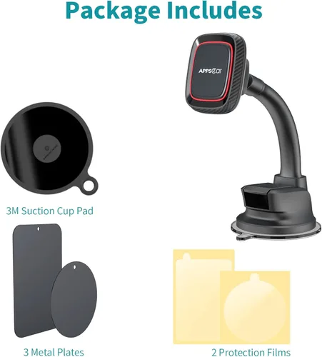 Miniatura 7 de APPS2Car Soporte magnético para teléfono de coche, soporte para salpicadero y parabrisas con brazo flexible y imanes fuertes incorporados, soporte