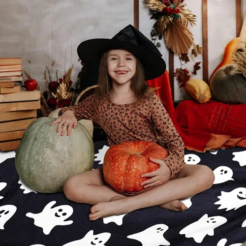 Miniatura 3 de Metawu Manta de Halloween de fantasma, mantas para niños para mujeres, decoraciones de Halloween, mantas de franela para cama, sofá, manta de viaje