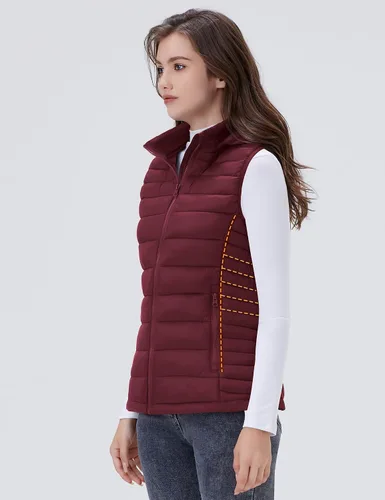 Miniatura 2 de SLOWTOWN Chaleco acolchado ligero y plegable para mujer con capucha desmontable