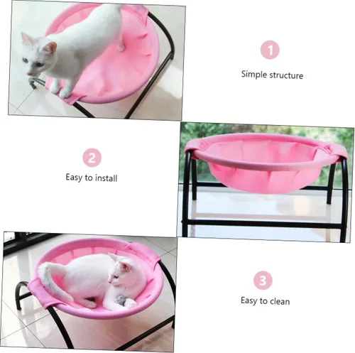Miniatura 9 de UKCOCO Hamaca elevada para gatos, elegante y duradera para mascotas para uso en interiores y exteriores, marco elegante para descansar y relajarse