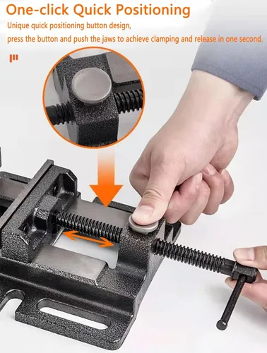 Miniatura 3 de MYTEC - Torno de banco de alta resistencia para prensa de taladro, 5.0" negro, abrazadera de banco de trabajo de liberación rápida, abrazadera