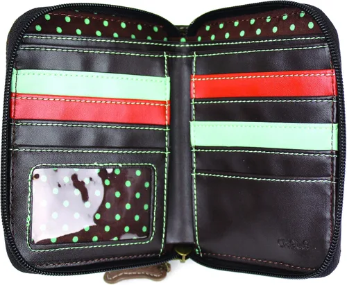 Miniatura 2 de CHALA Bolsos - Cartera con cremallera alrededor pulsera 8 ranuras para tarjetas de crédito monedero resistente para mujer