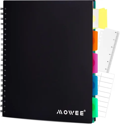 Miniatura 18 de Cuaderno de 5 materias – Cuaderno de espiral, cuaderno de rayas universitarias con bolsillo divisor, pestañas, regla de 11 pulgadas, 200 páginas