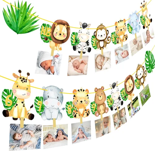 Miniatura 2 de Safair - Cartel de fotos de 1er cumpleaños de animales de safari en la selva, suministros para fiestas