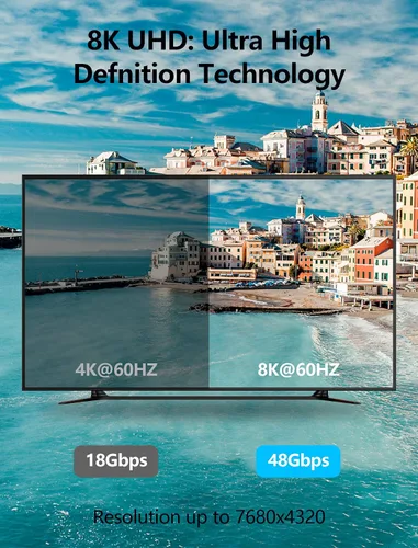 Miniatura 3 de ZESKRIS Cable HDMI de 10 pies/3M 10K 8K, cable trenzado HDMI de alta velocidad de 48 Gbps, 4K @120Hz 144Hz 8K @60Hz eARC HDR10 HDCP 2.2 2.3 cables