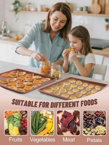 Miniatura 8 de Aulock 4 hojas deshidratadoras de alimentos de silicona con borde, compatibles con bandejas Cosori de 12" x 11", forro de bandeja cuadrado