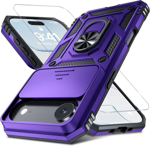 Miniatura 169 de Janmitta - Funda para iPhone 14 Pro con cubierta deslizante para lente de cámara incorporada + protector de pantalla, funda de cuerpo completo